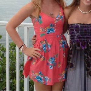 Hollister coral red floral dress